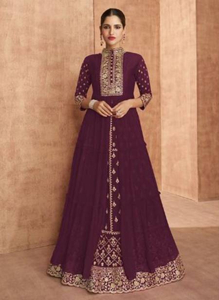 Wine Colour Sayuri Shaina 136 New Designer Wedding Wear Georgette Heavy Salwar Suits Collection 136 B